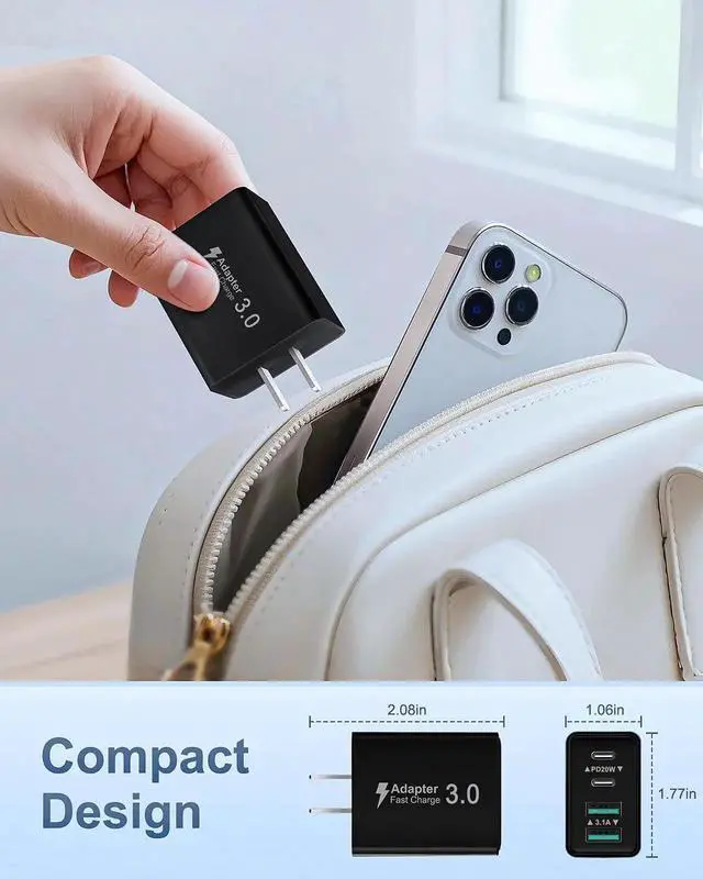 Alt view image 5 of 7 - JAENFONG USB C Charging Block, 4-Pack 40W 4 Ports USBC Fast Charger Block Dual PD Power Adapter +QC 3.0 USB Wall Plug Multiport Type C Charger Cubes Box for iPhone 16 15 14 13 12 11 Pro Max Plus, iPad