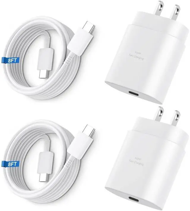 Main image of JAENFONG Super Fast Charger Type C, 25W USB C Wall Charger Fast Charging for Samsung Galaxy S25 Ultra/S25/S25+/S24+/S24 Ultra/S24/S24+/S23 Ultra/S22 Ultra/S21 Ultra with 8FT Long Type C Charger 2Pack