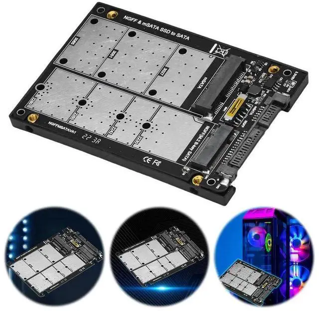 Alt view image 2 of 4 - 2 in 1 Combo M.2 NGFF MSATA SSD To SATA 3.0 Converter Card M.2 NGFF B-key & MSATA SSD To SATA 3.0 Converter for PC Laptop
