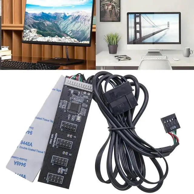 Alt view image 4 of 4 - USB2.0 9pin Header USB 1 To 4 Male Motherboard USB 2.0 Adapter 9Pin Internal USB Hub Port Multiplier 9 Pin Connector Adapter