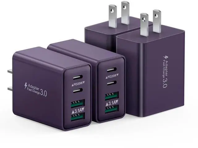 Main image of JAENFONG 4-Pack USB C Charger Block, 40W Type C Charger Fast Charging Block, 4-Port PD Power Adapter + QC Wall Plug Multi Type C Charging Block Cube for iPhone 16 15 14 13 12 11 Pro Max Plus, Samsung