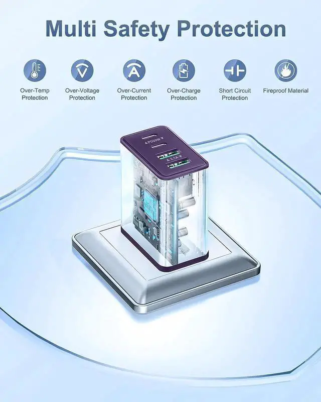 Alt view image 5 of 7 - JAENFONG 4-Pack USB C Charger Block, 40W Type C Charger Fast Charging Block, 4-Port PD Power Adapter + QC Wall Plug Multi Type C Charging Block Cube for iPhone 16 15 14 13 12 11 Pro Max Plus, Samsung