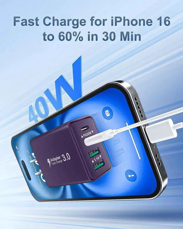 Alt view image 6 of 7 - JAENFONG 4-Pack USB C Charger Block, 40W Type C Charger Fast Charging Block, 4-Port PD Power Adapter + QC Wall Plug Multi Type C Charging Block Cube for iPhone 16 15 14 13 12 11 Pro Max Plus, Samsung