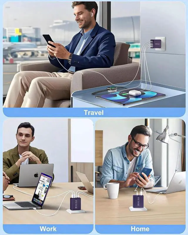 Alt view image 7 of 7 - JAENFONG 4-Pack USB C Charger Block, 40W Type C Charger Fast Charging Block, 4-Port PD Power Adapter + QC Wall Plug Multi Type C Charging Block Cube for iPhone 16 15 14 13 12 11 Pro Max Plus, Samsung