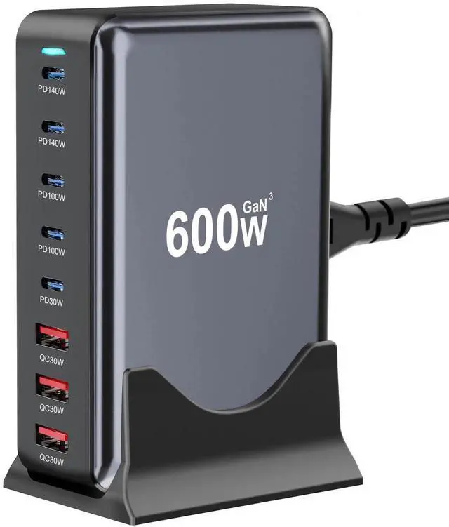 Main image of JAENFONG 600W Fast USB C GaN Pro Charger Block,8 Port Charging Station,Dual 140W PD3.1 PPS Fast Charging Station for Multiple Devices Laptop Wall Charger Compatible with MacBook/iPhone 16/iPad etc