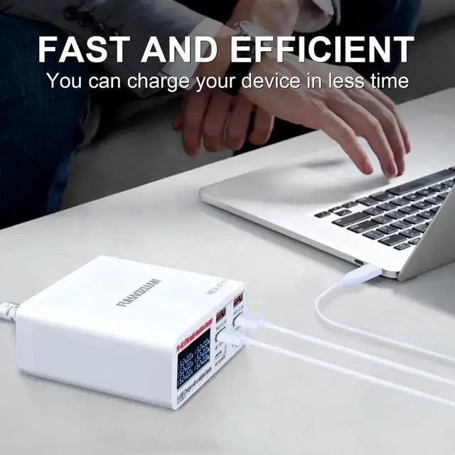 Alt view image 3 of 7 - JAENFONG USB C Charger Block 87W, 6-Port Fast Charging Station for Travel, Office, Desktop, Multi USB Wall Charger Hub for iPhone, Samsung Galaxy, iPad, Laptop, Tablet, Drones, Headphones & More