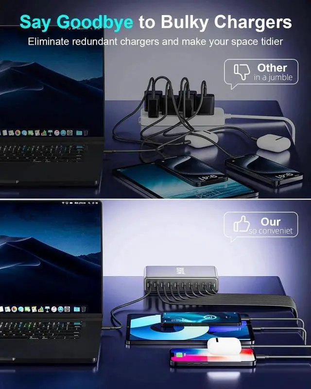 Alt view image 7 of 7 - JAENFONG 800W USB C Fast Charger Block, 10 Port USB Charging Station, GaN Pro Dual 140W PD PPS Port for Multiple Devices,Laptop Wall Charger Compatible with DELL, HP, MacBook Pro,iPhone 16,Galaxy S24