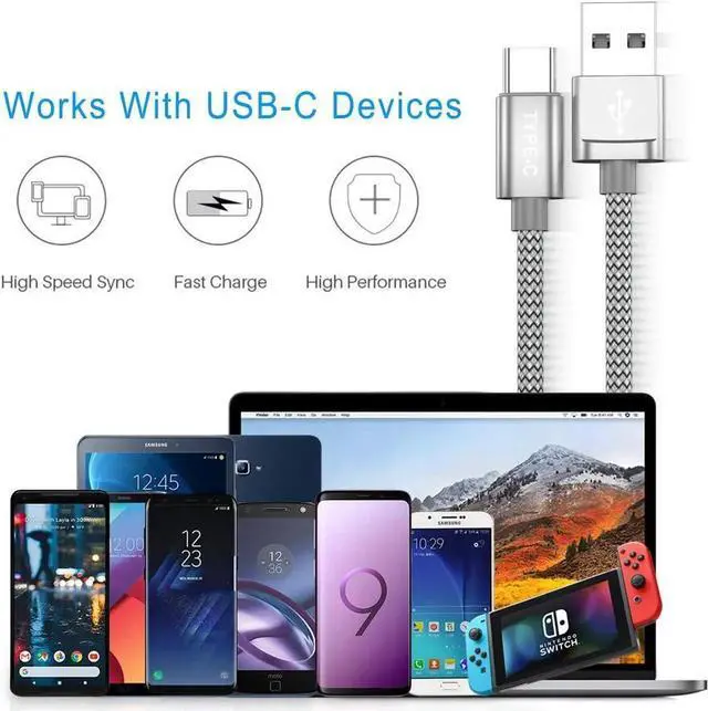 Alt view image 6 of 7 - JAENFONG USB Type C Charger Cable 6.6FT 2Pack,Nylon Charging Cord for iphone 15 Pro Max,Samsung Galaxy Z Flip,Note 20 10,S9 S10 S10E 10E S20 FE S23 S21 S22 Plus Ultra,A52 A53 A54,Google Pixel 7 6 XL