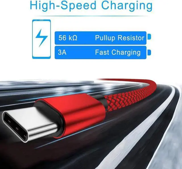 Alt view image 3 of 7 - USB Type C Charger Cable 3.3FT 2 Pack,Nylon Charging Power Cord for Samsung Galaxy S10E S23 S20 S21 S22,Moto Z3 Z4 G7 G8 G9 Play Power G Pro Fast Stylus,Motorola Razr Edge One 5G,Steam Deck