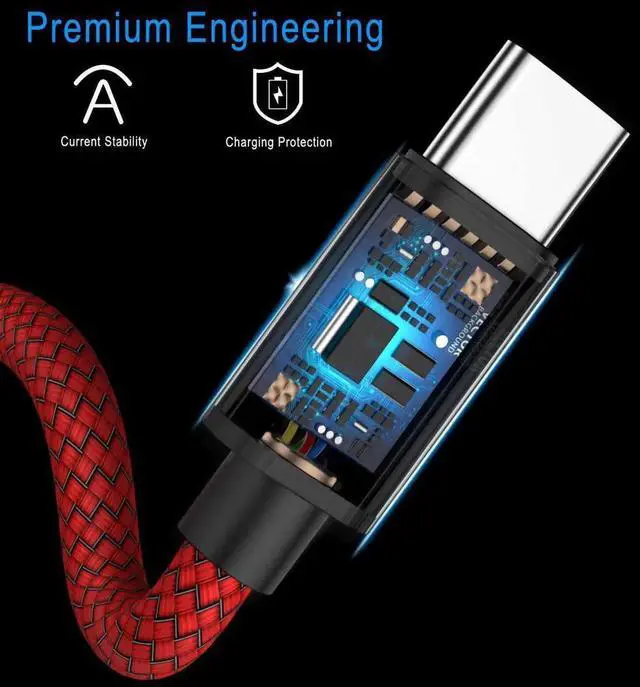 Alt view image 4 of 7 - USB Type C Charger Cable 3.3FT 2 Pack,Nylon Charging Power Cord for Samsung Galaxy S10E S23 S20 S21 S22,Moto Z3 Z4 G7 G8 G9 Play Power G Pro Fast Stylus,Motorola Razr Edge One 5G,Steam Deck