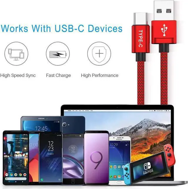 Alt view image 5 of 7 - USB Type C Charger Cable 3.3FT 2 Pack,Nylon Charging Power Cord for Samsung Galaxy S10E S23 S20 S21 S22,Moto Z3 Z4 G7 G8 G9 Play Power G Pro Fast Stylus,Motorola Razr Edge One 5G,Steam Deck