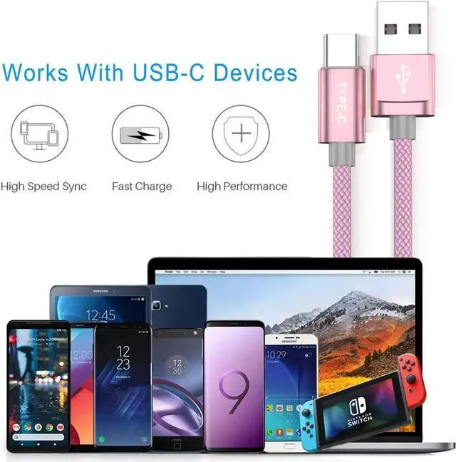 Alt view image 3 of 7 - USB Type C Charger Cable 6.6FT 2Pack,Charging Cord for Kindle Fire HD 7 2022 12th,10 9th 2019,8 10th 2020,Paperwhite 11th 2021 Generation,Samsung Galaxy A03s,A51,A52,A53,A12 A13,A32 A33,A42
