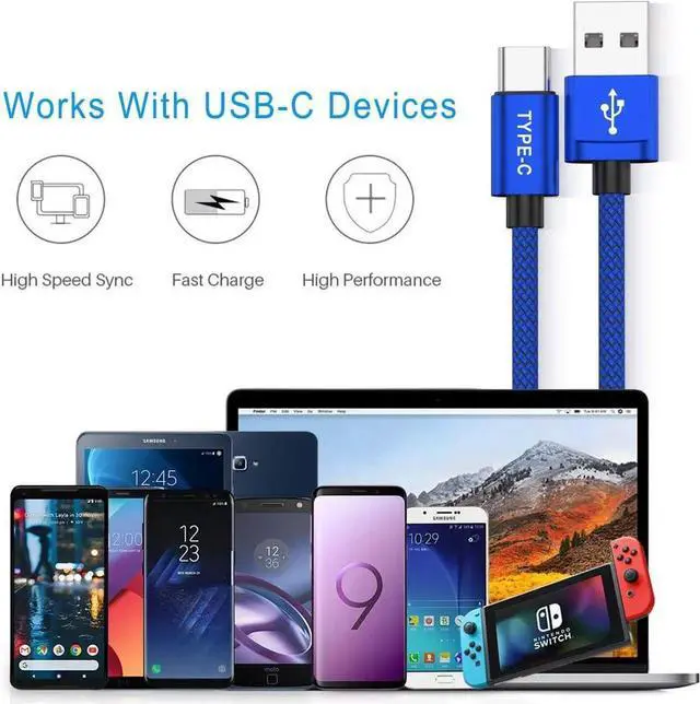 Alt view image 2 of 7 - Basesailor USB Type C Charger Cable 3.3FT 2Pack,Charging Cord for Kindle Fire HD 7 2022 12th,10 9th 2019,8 10th 2020,Paperwhite 11th 2021 Generation,Samsung Galaxy A03s,A51,A52,A53,A12 A13,A32