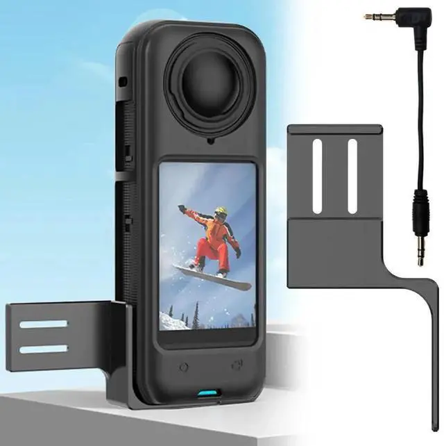 Alt view image 4 of 4 - Microphone Expansion Bracket with Adapter Cable Action Camera Extension Mount Aluminum Alloy for Insat360 X4 Camera Extension