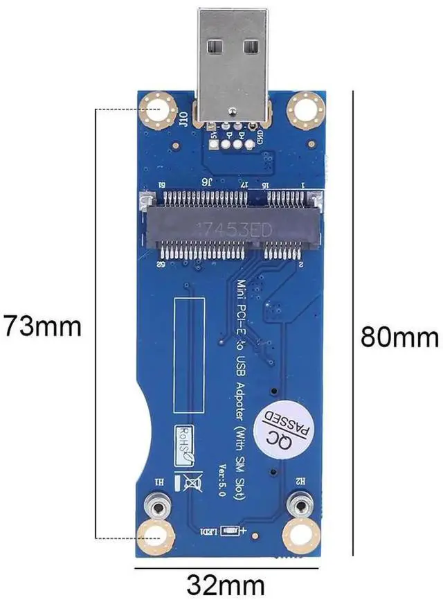 Alt view image 4 of 4 - Computer Module Card Adapter Card Desktop Computer Mini PCI-E to USB Adapter Card+SIM Slot 6/8pin Expansion Card