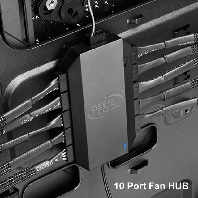 Alt view image 4 of 4 - FH-10 10 Ports Fan HUB Splitter 3Pin/4Pin PWM Extension Adapter for PC