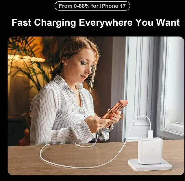 Alt view image 3 of 7 - iPhone 17 Pro Max Charger Fast Charging 45W USB C iPhone 16 17 Fast Charger Block with 10 FT Long Type C Charging Cable Cord for iPhone 17 Pro Max/17 Pro/iPhone Air/17/16//16 Pro Max/15/Samsung