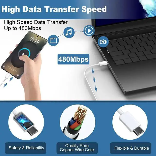 Alt view image 2 of 6 - JAENFONGS24 S23 S25 Ultra Charger, Super Fast Charger Type C, 45W USB C Fast Charger Block with 10FT Android Phone Charging Cable for Samsung Galaxy S25 S24 S23 Ultra/S23/S22/S21/S20, Note 10+ Note 20