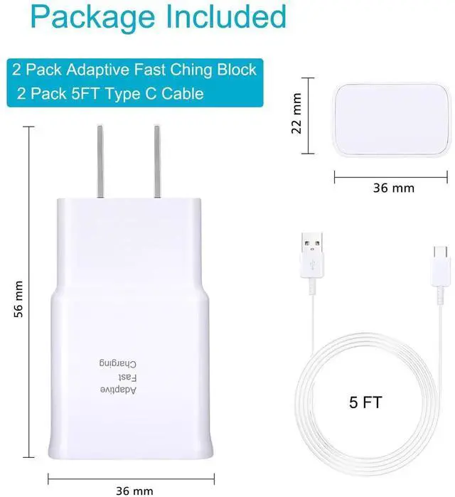 Alt view image 2 of 7 - JAENFONG Android Charger Fast Charging, Type C Fast Charger Block with 5FT USB Type C Cable for Galaxy S23/S23 Ultra/S22/S21/S20/S20+/S10/S10+/S10e/S9/S9+/S8/S8Plus/Edge/Active/Note 8/9/10/20-White