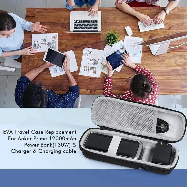 Alt view image 2 of 4 - Carrying Case Waterproof Portable Bag EVA Shockproof with Hand Rope & Carabiner for Anker Prime 12000mAh Power Bank 130W