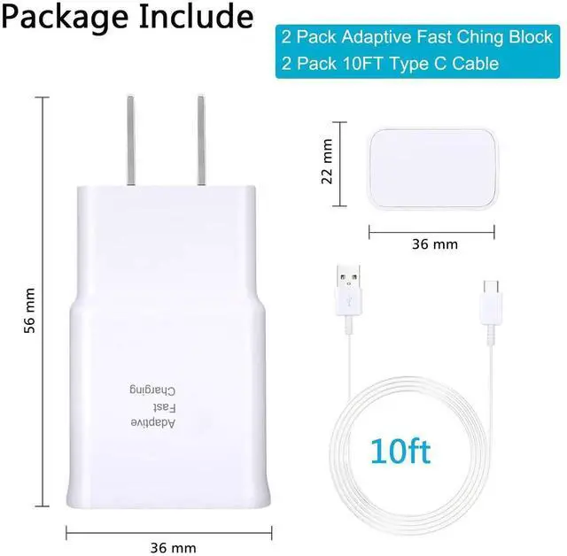 Alt view image 7 of 7 - JAENFONG Android Phone Charger Samsung Charger Fast Charging Cord with 10FT USB Type C Cable for Samsung Galaxy S23/S23 Ultra/S22/S21/S20/S20+/S10/S10+/S10e/S9/S9+/S8/S8Plus/Edge/Active/Note 8/9/10/20