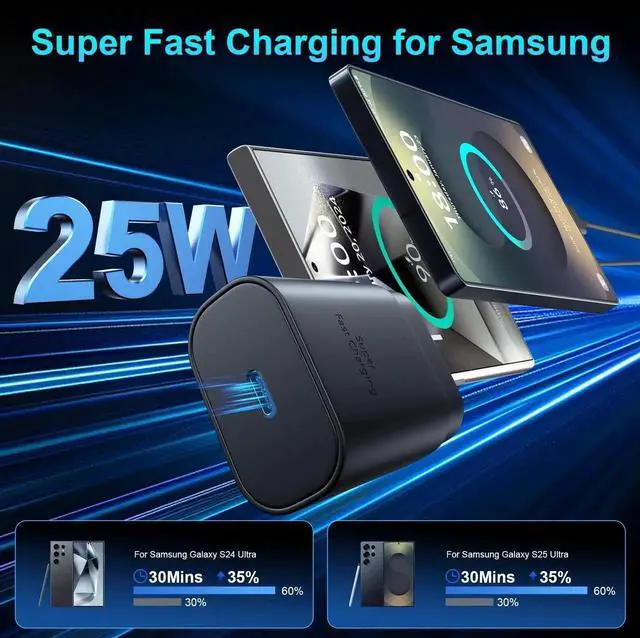 Alt view image 5 of 6 - JAENFONG Super Fast Charger Type C, 25W USB C Wall Charger Fast Charging for Samsung Galaxy S25 Ultra/S25/S25+/S24+/S24 Ultra/S24/S23 Ultra/S22 Ultra/S21 Ultra with 8FT Long Type C Charger Cable 2Pack