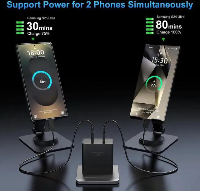 Alt view image 3 of 7 - 45W Samsung Super Fast Charger USB C,Type C Chargers Fast Charging Android Phone Charger Samsung Galaxy S25 Ultra Chargers 10FT Fast Charging Cord for Samsung Galaxy S25 Ultra/S25/S24/S23,2Port