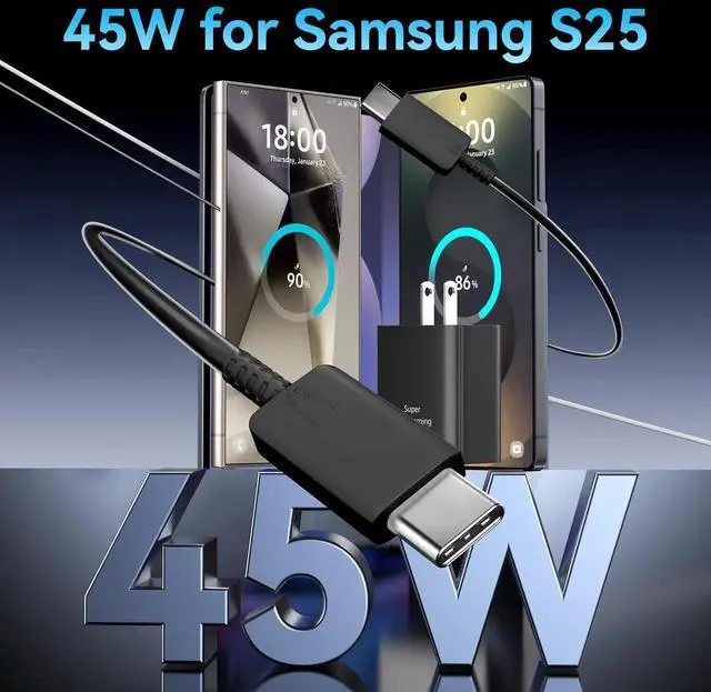 Alt view image 4 of 7 - 45W Samsung Super Fast Charger USB C,Type C Chargers Fast Charging Android Phone Charger Samsung Galaxy S25 Ultra Chargers 10FT Fast Charging Cord for Samsung Galaxy S25 Ultra/S25/S24/S23,2Port