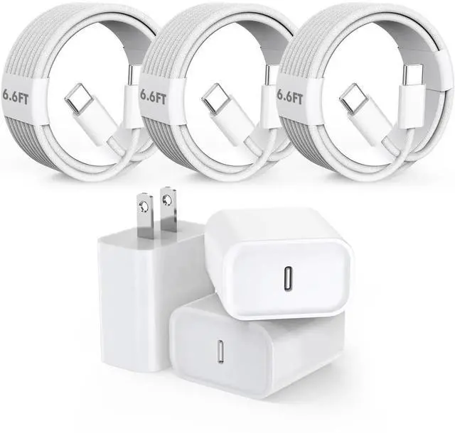Main image of JAENFONG iPhone 17 16 Charger Fast Charging,20W Fast USB C Charger Block 3Pack USBC Type C Fast Charging 6FT Woven Charge Cable for Apple iPhone Air/17 Pro Max/16e/16 ProMax/16Plus/15 Pro/iPad Pro/Air