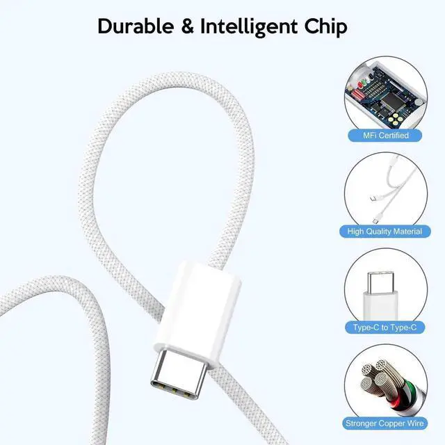 Alt view image 2 of 7 - JAENFONG iPhone 17 16 Charger Fast Charging,20W Fast USB C Charger Block 3Pack USBC Type C Fast Charging 6FT Woven Charge Cable for Apple iPhone Air/17 Pro Max/16e/16 ProMax/16Plus/15 Pro/iPad Pro/Air