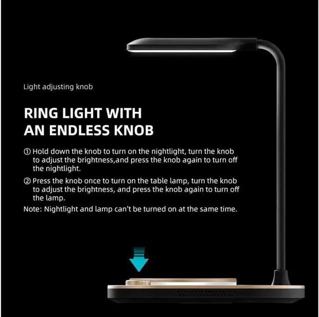 Alt view image 5 of 7 - 4 in 1 LED Desk Lamp with Wireless Charging Station for Multiple Devices Qi Wireless Certified Compatible with iPhone 13/12, 13/12 Pro, 13/12 Pro Max, iWatch, Airpods 2/Pro with LED Light