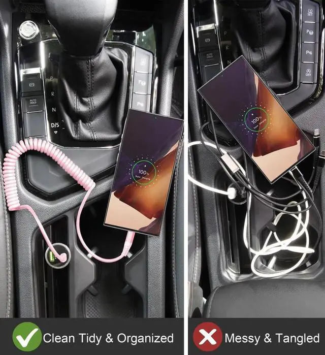 Alt view image 5 of 7 - JAENFONG USB C to C Cable 3FT for Car, Coiled USB C Fast Charging Cable for iPhone 17/16/15, 2Pack Type C Cord for iPhone 15/Plus/Pro/Pro Max/Samsung Galaxy S23-Pink