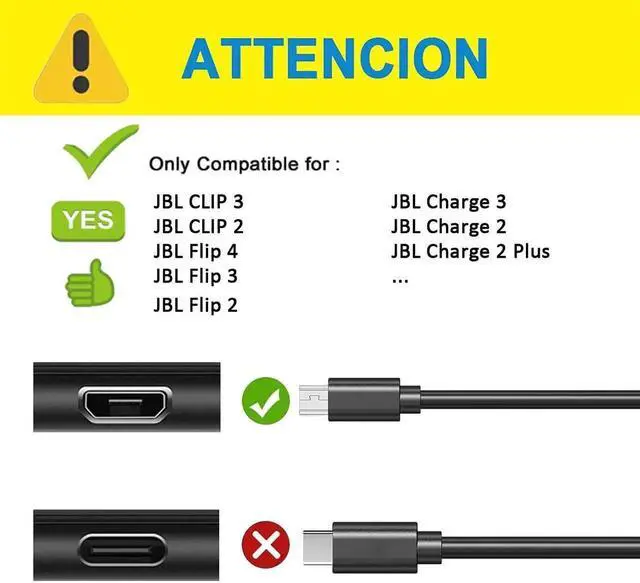 Alt view image 5 of 7 - JAENFONG Replacement Micro USB Charger Cord for JBL Clip 3, 2, JBL Flip 4, 3, 2, JBL Charge 3, 2, 2 Plus Waterproof Portable Bluetooth Speaker Charging Cord Cable (5FT)