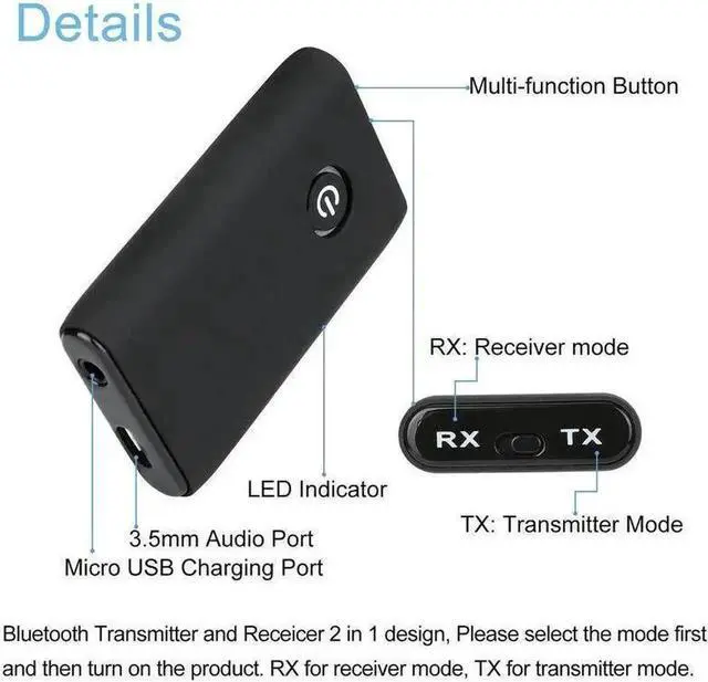 Main image of JAENFONG Bluetooth 5.0 Transmitter Receiver 2 IN 1 Wireless Audio 3.5mm Jack Aux Adapter