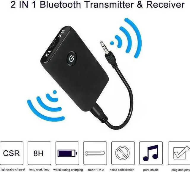 Alt view image 5 of 7 - JAENFONG Bluetooth 5.0 Transmitter Receiver 2 IN 1 Wireless Audio 3.5mm Jack Aux Adapter