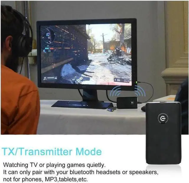 Alt view image 2 of 7 - JAENFONG Bluetooth 5.0 Transmitter Receiver 2 IN 1 Wireless Audio 3.5mm Jack Aux Adapter