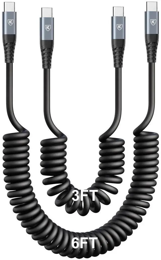 Main image of JAENFONG USB C to USB C Cable [3FT+6FT], 2Pack Coiled USB C Charger Cable for Car, Type C Fast Charging Cable Compatible with iPhone 17/16/ 15/Plus/Pro/Pro Max/MacBook Pro 2020/Samsung Galaxy S23