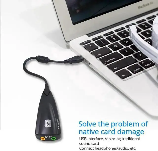 Alt view image 7 of 7 - JAENFONG USB External Stereo Sound Adapter for Windows and Mac. Plug and Play No Drivers Needed - Black