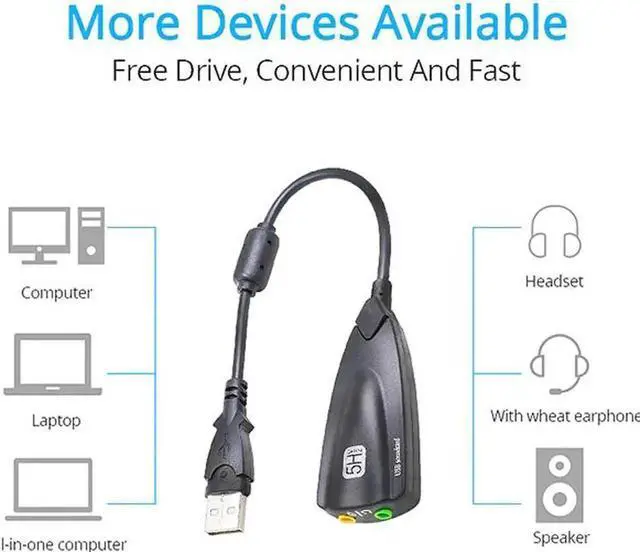 Alt view image 3 of 7 - JAENFONG USB External Stereo Sound Adapter for Windows and Mac. Plug and Play No Drivers Needed - Black