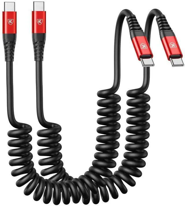 Main image of JAENFONG USB C to USB C Cable 6ft, 2Pack Coiled USBC Charger Cable for Car, Type C Fast Charging Compatible with iPhone 17/16/15/Plus/Pro/Pro Max/MacBook Pro 2020/iPad Pro 2020/Samsung Galaxy S23-Red