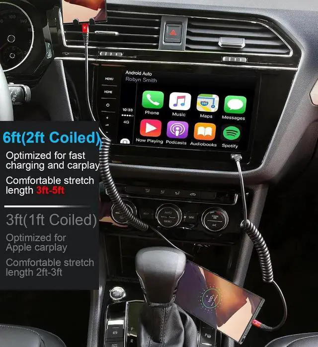 Alt view image 6 of 7 - JAENFONG USB C to USB C Cable 6ft, 2Pack Coiled USBC Charger Cable for Car, Type C Fast Charging Compatible with iPhone 17/16/15/Plus/Pro/Pro Max/MacBook Pro 2020/iPad Pro 2020/Samsung Galaxy S23-Red