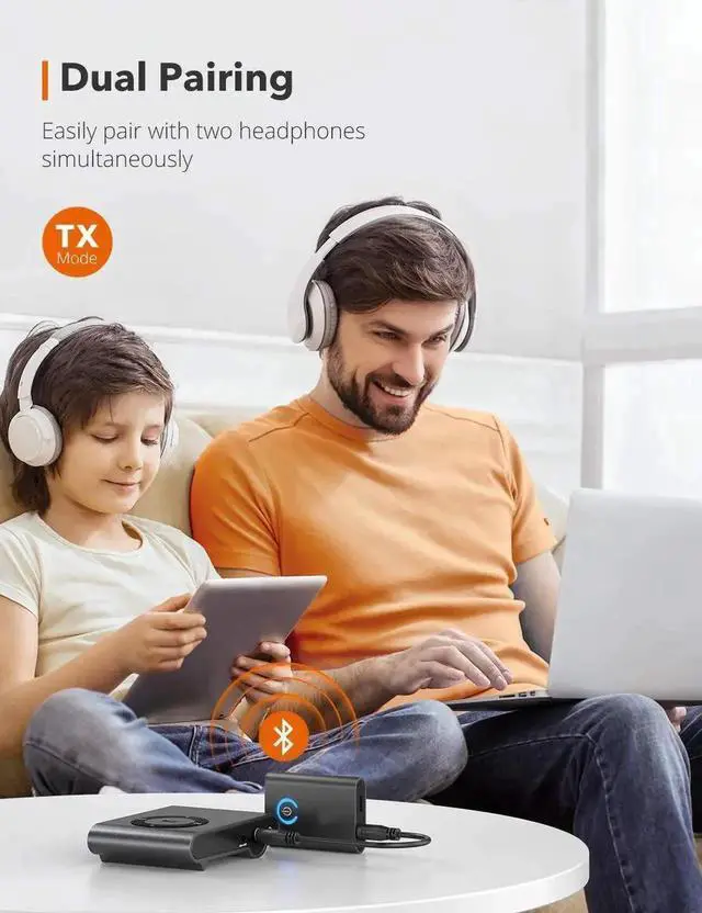 Alt view image 2 of 7 - JAENFONGAux Bluetooth Adapter for Car, Bluetooth 5.0 Transmitter Receiver, Portable Wireless Bluetooth Adapter, 2-in-1 Bluetooth Aux Adapter, Audio Receiver for Laptop, Radio, Headphones, Speakers, TV