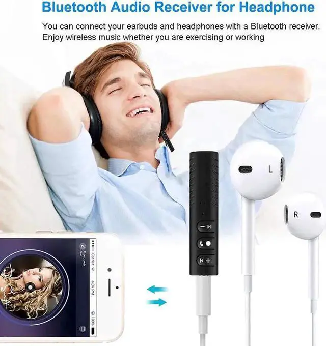 Alt view image 5 of 7 - JAENFONG Bluetooth 4.2 Receiver, Hannord Mini Wireless Bluetooth 3.5mm Jack Aux Adapter Portable Bluetooth Stereo Output Audio Receiver, Compatible for Headphones, Speakers, Car/Home Stereo System