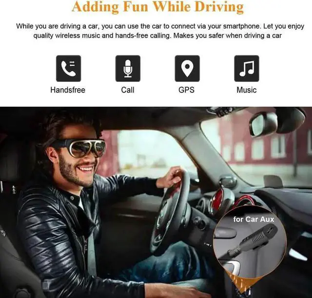 Alt view image 3 of 7 - JAENFONG Bluetooth V5.0 Receiver, Mini Wireless Bluetooth 3.5mm Jack Aux Adapter Portable Bluetooth Stereo Output Audio Receiver for Headphones, Speakers, Car/Home Stereo System(Black)