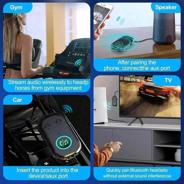 Alt view image 4 of 7 - JAENFONG Bluetooth Transmitter Receiver, Wireless Car/Airplane Bluetooth 5.3 Adapter, Compatible with 2 AirPods or Wireless Headphones, Adapter for TV, Airplane, Headphone, Air-pods, Speaker, Car