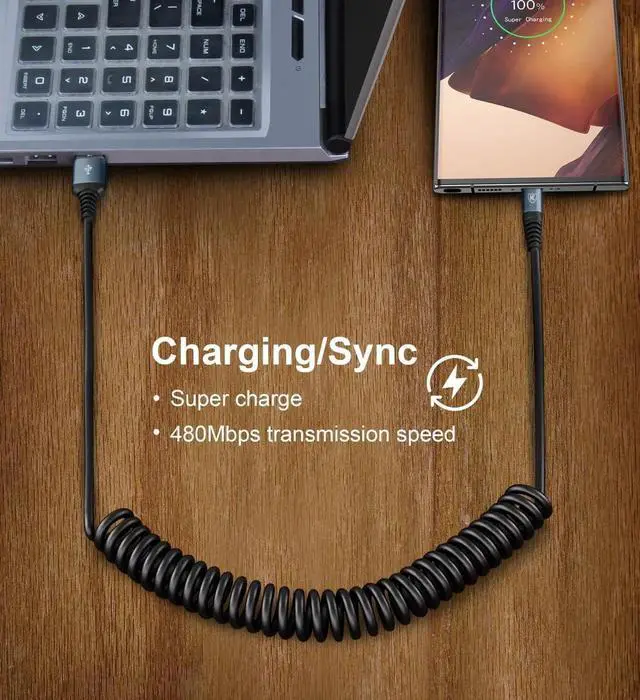 Alt view image 4 of 6 - USB Type C Charger Cable Fast Charging,[2-Pack, 3ft]Coiled USB A to Type C Charger Cord for Car USB-C Cable Compatible with iPhone 17/16/15/Plus/Pro/Pro Max/Samsung Galaxy A10e A20 A50 S20 S10E