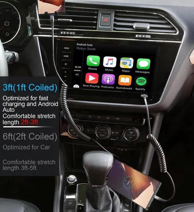 Alt view image 3 of 6 - USB Type C Charger Cable Fast Charging,[2-Pack, 3ft]Coiled USB A to Type C Charger Cord for Car USB-C Cable Compatible with iPhone 17/16/15/Plus/Pro/Pro Max/Samsung Galaxy A10e A20 A50 S20 S10E