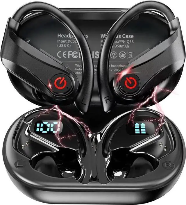 Main image of JAENFONG True Wireless Earbuds, Bluetooth Headphones Sports Over-Ear Bluetooth 5.3 Ear Buds with Earhooks 120H Playtime Wireless Headphones for Workout Waterproof Bluetooth LED Power Display