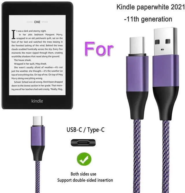 Alt view image 4 of 5 - JAENFONG 3A 6Ft USB C Fast Charging Cable for Charging New Kindle Paperwhite E-Reader 11th Generation 2021 Release,Kids Editon and Signature Edition, Amazon Kindle Paperwhite 5th Gen 2021 Charger Cord