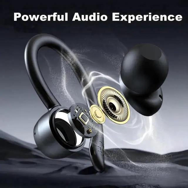 Alt view image 6 of 7 - True Wireless Earbuds, Bluetooth Headphones 120H Playback Wireless Sports Earbuds with Over Ear Earhooks LED Display Charging Case IPX7 Waterproof Bluetooth Earphones for Running Workout, Black